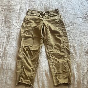 Whistles Barrel leg Cropped Frayed Hem Pants - Tan
